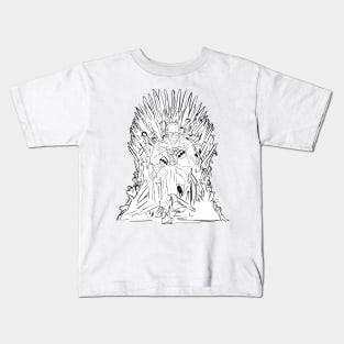 Bernie Sanders meme with mittens on a throne of spades - black and white Kids T-Shirt